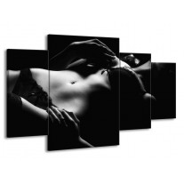 Canvas schilderij Lichaam | Grijs, Zwart, Wit | 160x90cm 4Luik