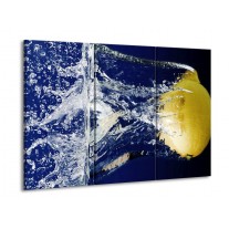 Glas schilderij Citroen | Blauw, Geel, Grijs | 90x60cm 3Luik