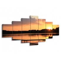 Glas schilderij Zonsondergang | Geel, Bruin, Zwart | 210x100cm 7Luik