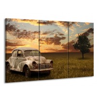Canvas schilderij Auto | Grijs, Geel | 165x100cm 3Luik