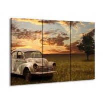 Canvas schilderij Auto | Grijs, Geel | 90x60cm 3Luik
