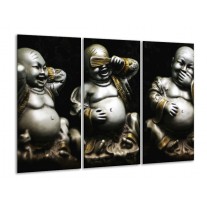 Glas schilderij Boeddha | Zwart, Wit, Goud | 120x80cm 3Luik