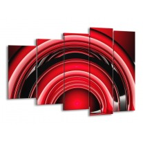 Glas schilderij Abstract | Rood, Zwart, Wit | 150x100cm 5Luik