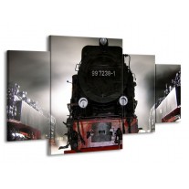 Canvas schilderij Trein | Zwart, Wit, Grijs | 160x90cm 4Luik