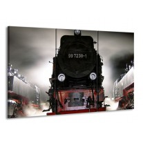 Canvas schilderij Trein | Zwart, Wit, Grijs | 165x100cm 3Luik
