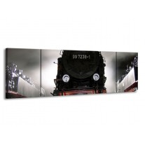 Canvas schilderij Trein | Zwart, Wit, Grijs | 170x50cm 3Luik