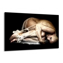 Canvas schilderij Mensen | Bruin, Zwart, Crème | 140x90cm 1Luik