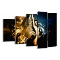 Canvas schilderij Vrouw | Geel, Blauw, Zwart | 150x100cm 5Luik