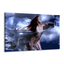 Canvas schilderij Vrouw | Geel, Blauw, Zwart | 140x90cm 1Luik
