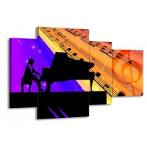 Canvas schilderij Muziek | Zwart, Geel, Blauw | 120x75cm 4Luik