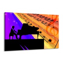 Canvas schilderij Muziek | Zwart, Geel, Blauw | 140x90cm 1Luik