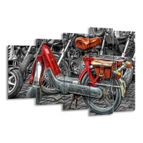 Canvas schilderij Brommer | Rood, Grijs, Wit | 150x100cm 5Luik
