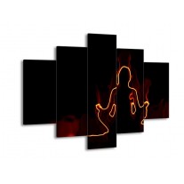 Glas schilderij Yoga | Geel, Oranje, Zwart | 150x105cm 5Luik