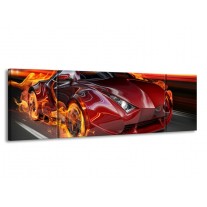 Glas schilderij Auto | Rood, Zwart, Oranje | 170x50cm 3Luik