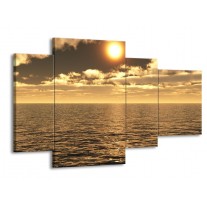 Canvas schilderij Zee | Goud, Bruin | 120x75cm 4Luik