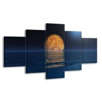 Glas schilderij Maan | Blauw, Bruin | 150x80cm 5Luik
