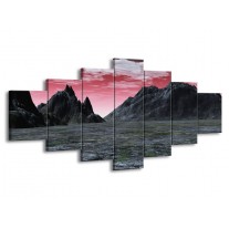 Glas schilderij Bergen | Grijs, Paars, Wit | 210x100cm 7Luik