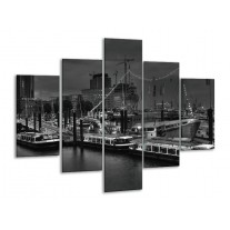 Glas schilderij Boot | Grijs, Zwart, Wit | 100x70cm 5Luik