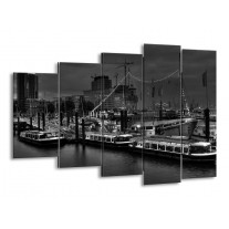 Glas schilderij Boot | Grijs, Zwart, Wit | 150x100cm 5Luik