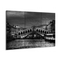 Glas schilderij Venetie | Grijs, Zwart, Wit | 90x60cm 3Luik