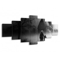 Canvas schilderij Gebouw | Grijs, Zwart, Wit | 210x100cm 7Luik
