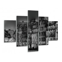 Glas schilderij Gebouw | Grijs, Zwart, Wit | 100x70cm 5Luik