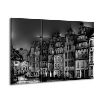 Glas schilderij Gebouw | Grijs, Zwart, Wit | 90x60cm 3Luik