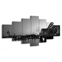 Canvas schilderij Brug | Grijs, Zwart, Wit | 210x100cm 7Luik