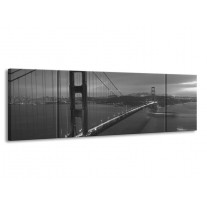 Glas schilderij Brug | Grijs, Zwart, Wit | 170x50cm 3Luik
