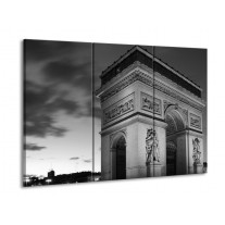 Glas schilderij Parijs | Grijs, Zwart, Wit | 90x60cm 3Luik