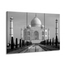 Glas schilderij Taj Mahal | Grijs, Zwart, Wit | 90x60cm 3Luik