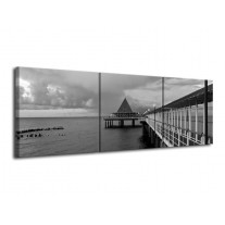 Canvas schilderij Brug | Grijs, Zwart, Wit | 120x40cm 3Luik