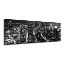 Glas schilderij New York | Zwart, Grijs | 120x40cm 3Luik