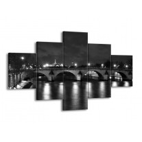 Canvas schilderij Brug | Grijs, Zwart, Wit | 125x70cm 5Luik