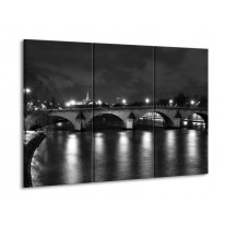 Canvas schilderij Brug | Grijs, Zwart, Wit | 90x60cm 3Luik