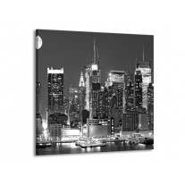 Glas schilderij New York | Grijs, Zwart, Wit | 70x70cm 1Luik