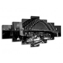 Glas schilderij Brug | Grijs, Zwart, Wit | 210x100cm 7Luik