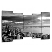 Canvas schilderij New York | Grijs, Zwart, Wit | 150x80cm 5Luik