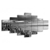 Glas schilderij New York | Grijs, Zwart, Wit | 210x100cm 7Luik