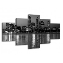 Glas schilderij Gebouw | Grijs, Zwart, Wit | 150x80cm 5Luik