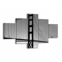Glas schilderij Brug | Grijs, Zwart, Wit | 125x70cm 5Luik
