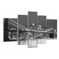 Glas schilderij Brug | Grijs, Zwart, Wit | 170x100cm 5Luik