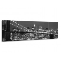 Glas schilderij Brug | Grijs, Zwart, Wit | 170x50cm 3Luik