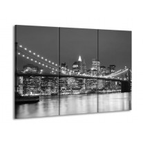 Glas schilderij Brug | Grijs, Zwart, Wit | 90x60cm 3Luik