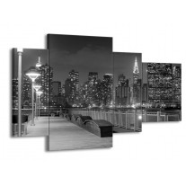 Glas schilderij Stad | Grijs, Zwart, Wit | 120x75cm 4Luik