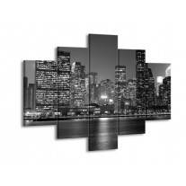 Glas schilderij Stad | Grijs, Zwart, Wit | 150x105cm 5Luik