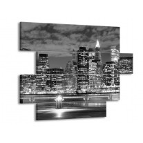 Glas schilderij New York | Grijs, Zwart, Wit | 115x85cm 4Luik