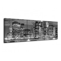 Glas schilderij New York | Grijs, Zwart, Wit | 120x40cm 3Luik