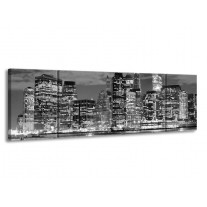 Glas schilderij New York | Grijs, Zwart, Wit | 170x50cm 3Luik