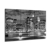 Glas schilderij New York | Grijs, Zwart, Wit | 90x60cm 3Luik
